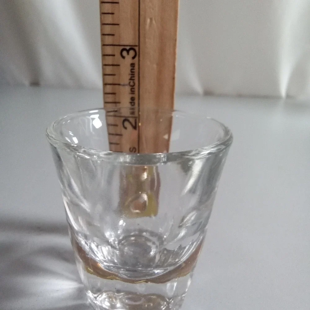 Clear Glass Shot Glass Textured Tapered Weighted Base Barware 2.25 inch